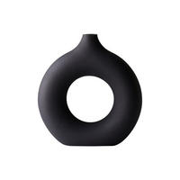 VASE 13 x 1.5 x 14 cm Keramik - Schwarz, Kunststoff (14cm) - LIBRATON