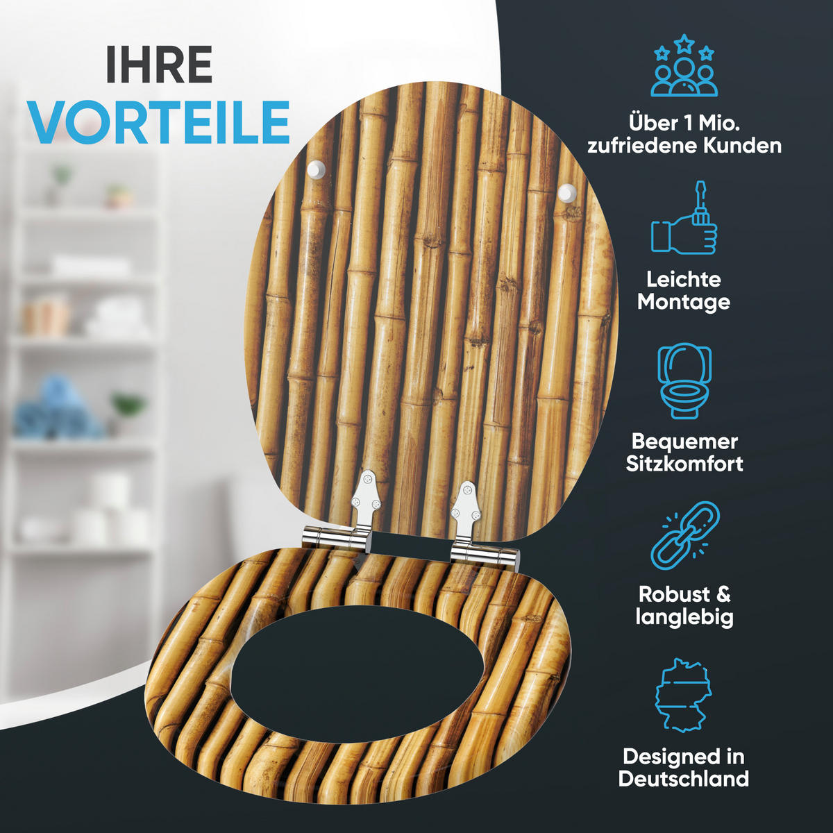 WC Sitz mit Absenkautomatik Bambusa - Braun, Holzwerkstoff (38/6/47cm) - Sanilo