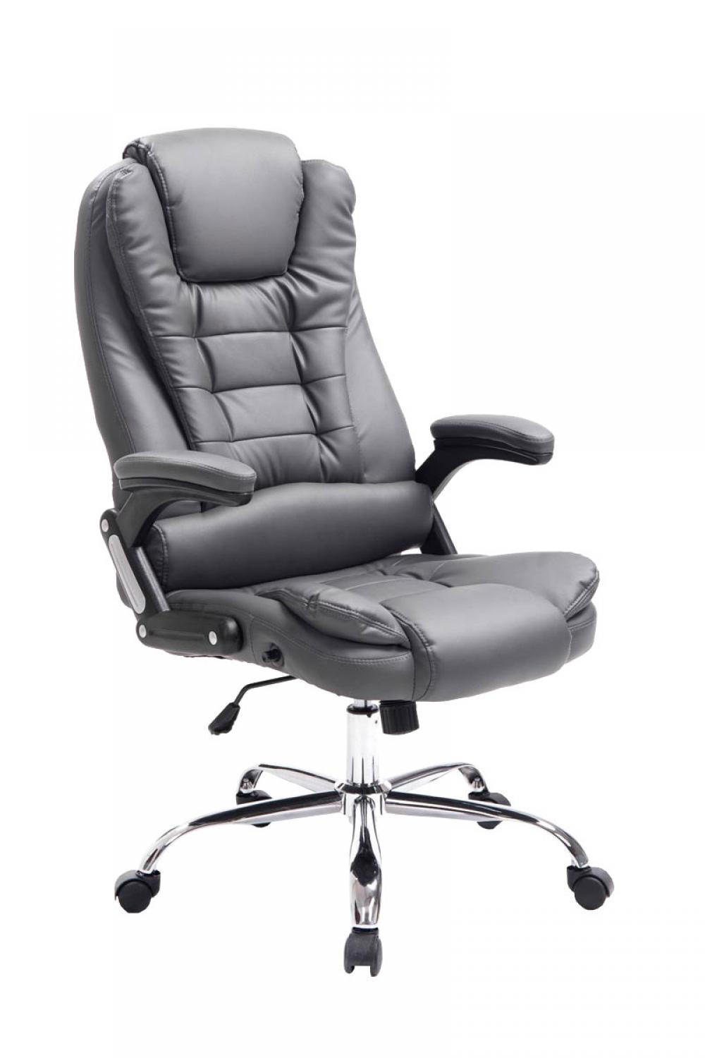 CHEFSESSEL Lederlook grau - Chromfarben/Grau, Textil/Metall (69.5/113/78cm) - CLP