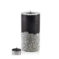 TEELICHTHALTER mit Teelight Basic Silber Schwarz 12/12/24 cm Naturmaterial - Silberfarben/Schwarz, Naturmaterialien (24cm) - Mondex