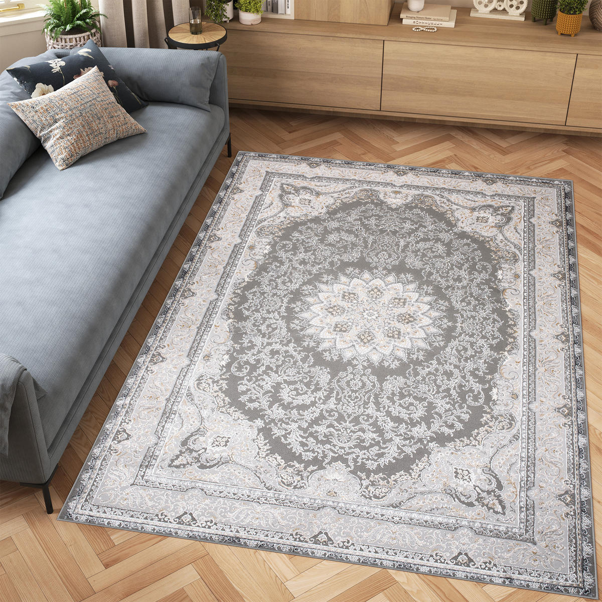 TEPPICH HERA Grau Beige 140/200 cm - Beige/Grau, Textil (140/200cm) - Tapiso