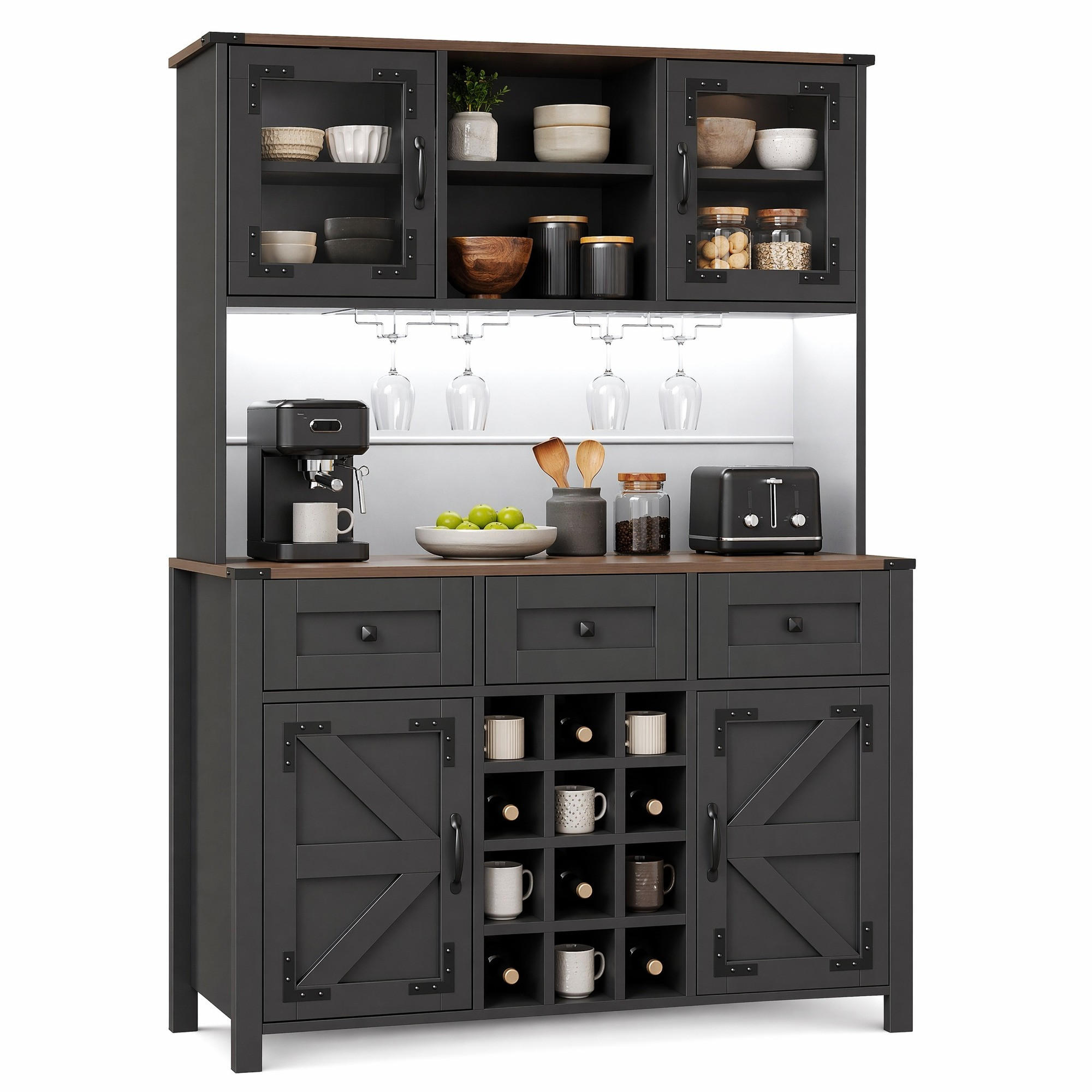 Stilvora Highboard Schwarz 120x70x40 cm