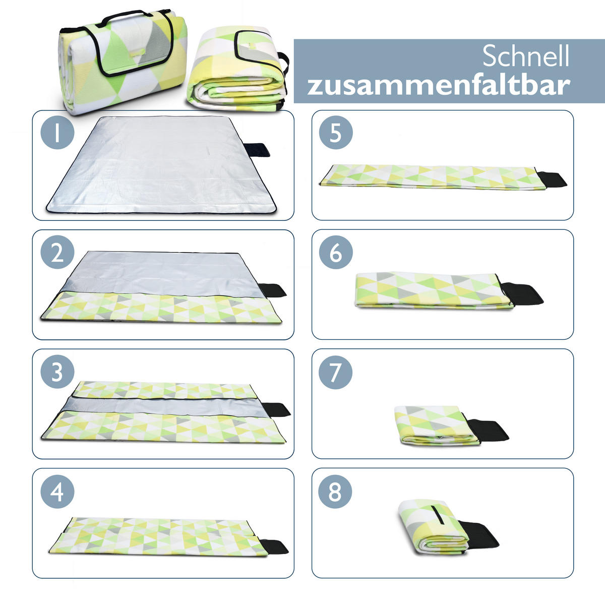 PICKNICKDECKE Bella DE 200x200cm Hellgrün-Kariert - Hellgrün, Kunststoff/Textil (200/200cm) - Beautissu 