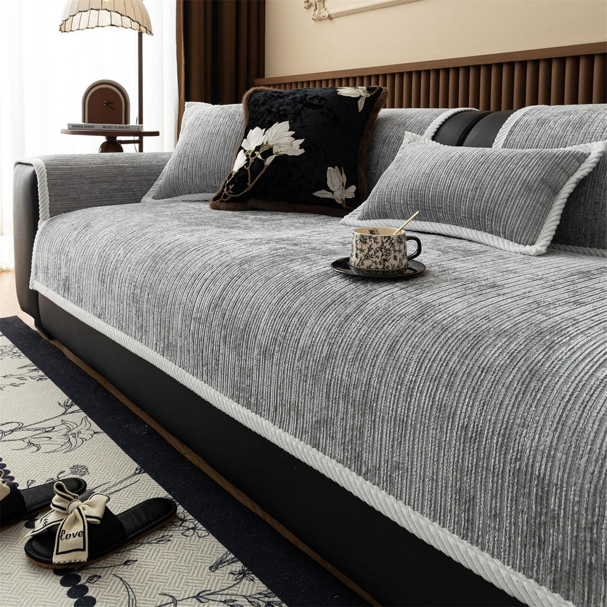 SOFAÜBERWURF ‎Chenille, Hellgrau 1 Stück - Hellgrau, Textil (70/210cm) - Kaket