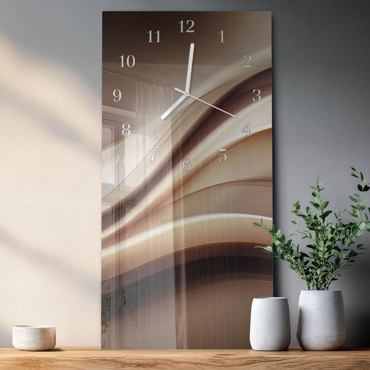 WANDUHR 30x60 cm - Horizont - Braun, Glas (30/60/0.4cm) - TULUP