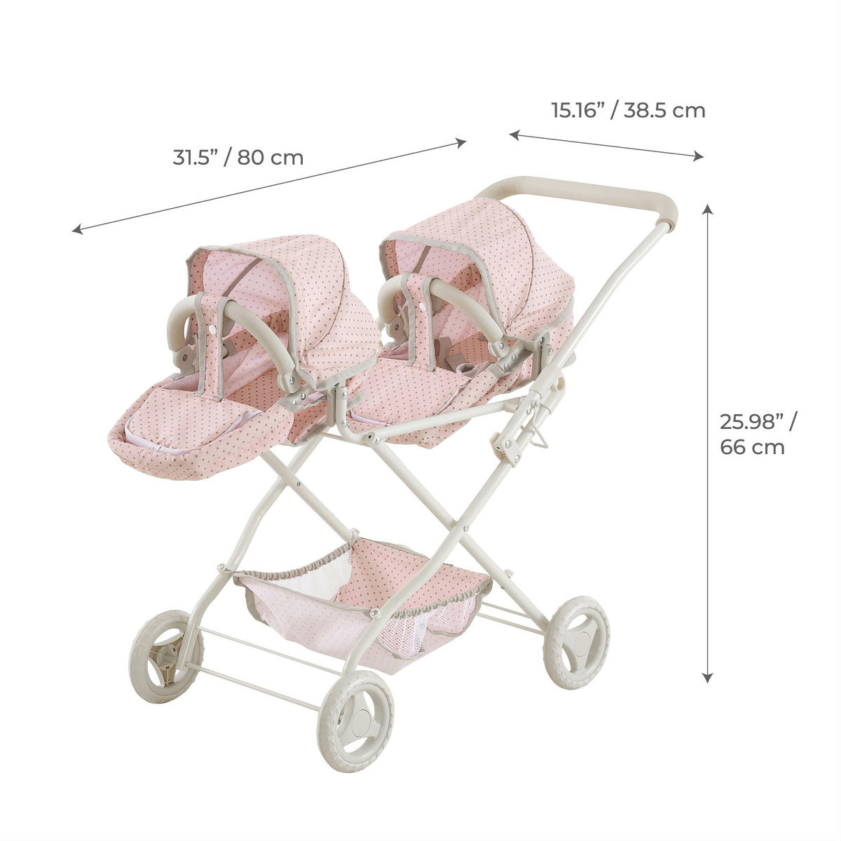PUPPENWAGEN mit Verdecken, 66cm, Rosa - Pink, Kunststoff (39/66/80cm) - Teamson Kids