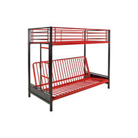 HOCHBETT mit Schlafsofa - 90 x 190 cm - Metall - Rot & Schwarz - MODULO V - Hellrot/Schwarz, Metall - Vente-Unique