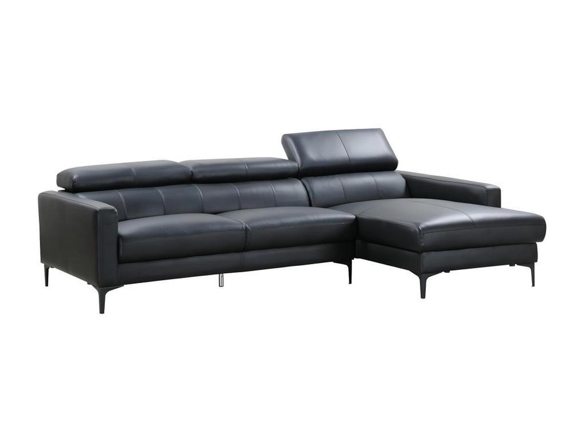 ECKSOFA - Büffelleder - Ecke Rechts - Schwarz - FLORENCE - Schwarz, Leder (173/253cm) - Vente-Unique