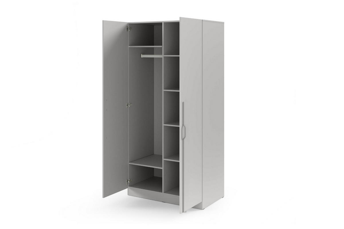 DREHTÜRENSCHRANK BRISSO BR3 100/210/60,5 cm in Platingrau mit Metallgriffen - Grau, Holzwerkstoff/Metall (100/210/61cm) - Deine Möbel 24