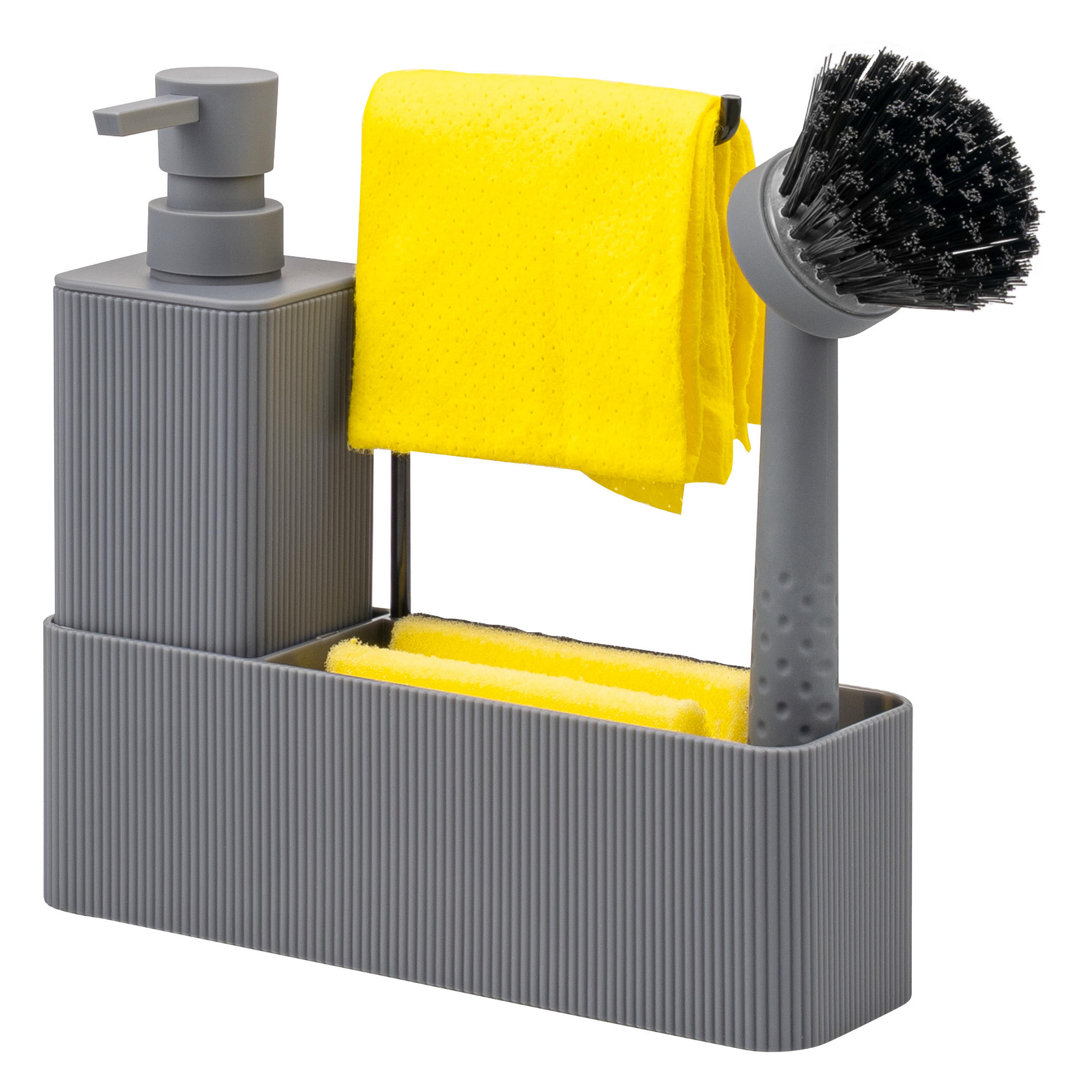 SPÜLBECKEN-SET, grau, Kunststoff - Grau, Kunststoff (20.5/21/7cm) - eluno