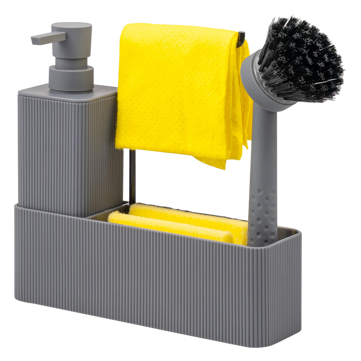 SPÜLBECKEN-SET, grau, Kunststoff - Grau, Kunststoff (20.5/21/7cm) - eluno