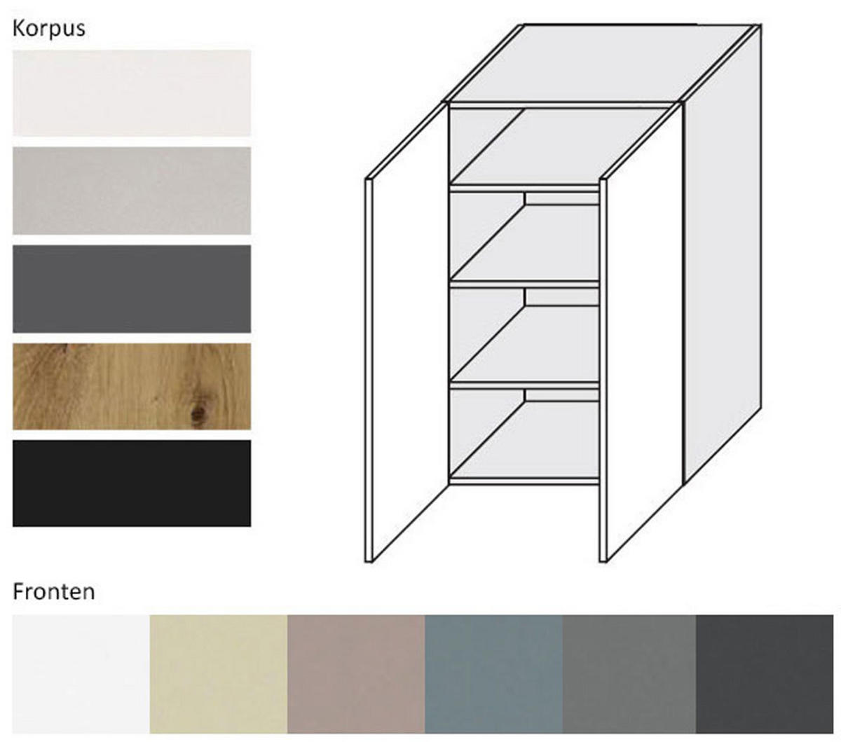 KÜCHENHÄNGESCHRANK Kvantum W4/60 Mint Matt / Grau Matt 60 / 32,5 / 96cm - Grau/Mintgrün, Holz/Holzwerkstoff (60/96/32.5cm) - Feldmann-Wohnen