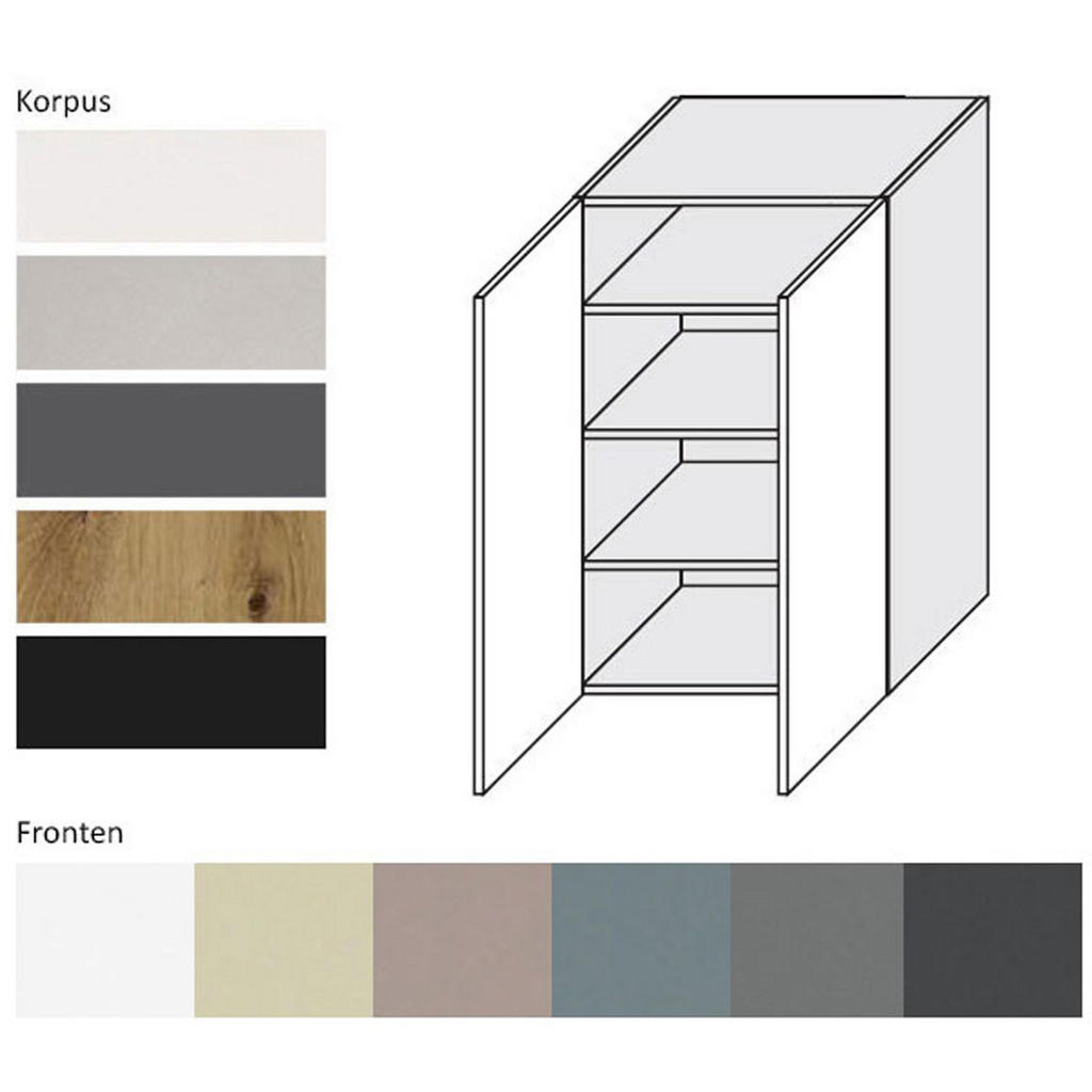 Thumbnail - Feldmann-Wohnen Küchenhängeschrank, Graphit, Dunkelgrau, Holz, 3 Fächer, Rechteckig, 60x96x32.5 cm, Küchen, Küchenmöbel,...