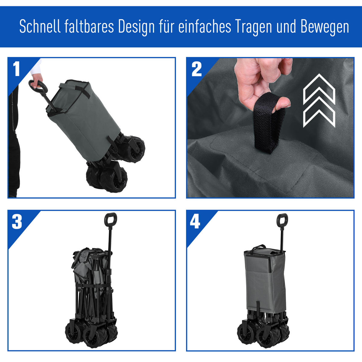 BOLLERWAGEN klappbar 360° grau - Dunkelgrau, Metall (108/91/55cm) - Fortuna Lai