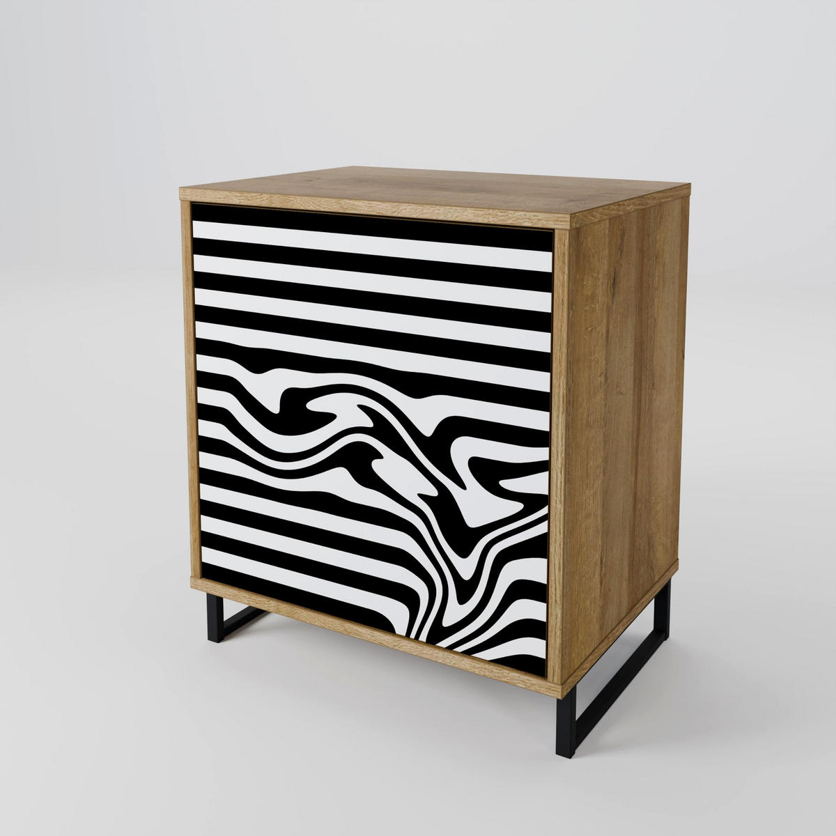 SIDEBOARD SPECTRA SHOWCASE, Eichefarben, 57,5x42x75,5 cm, Goldfarbene Metallfüße - Eichefarben/Goldfarben, Holzwerkstoff/Metall (57.5/75.5/42cm) - SpaceRebels