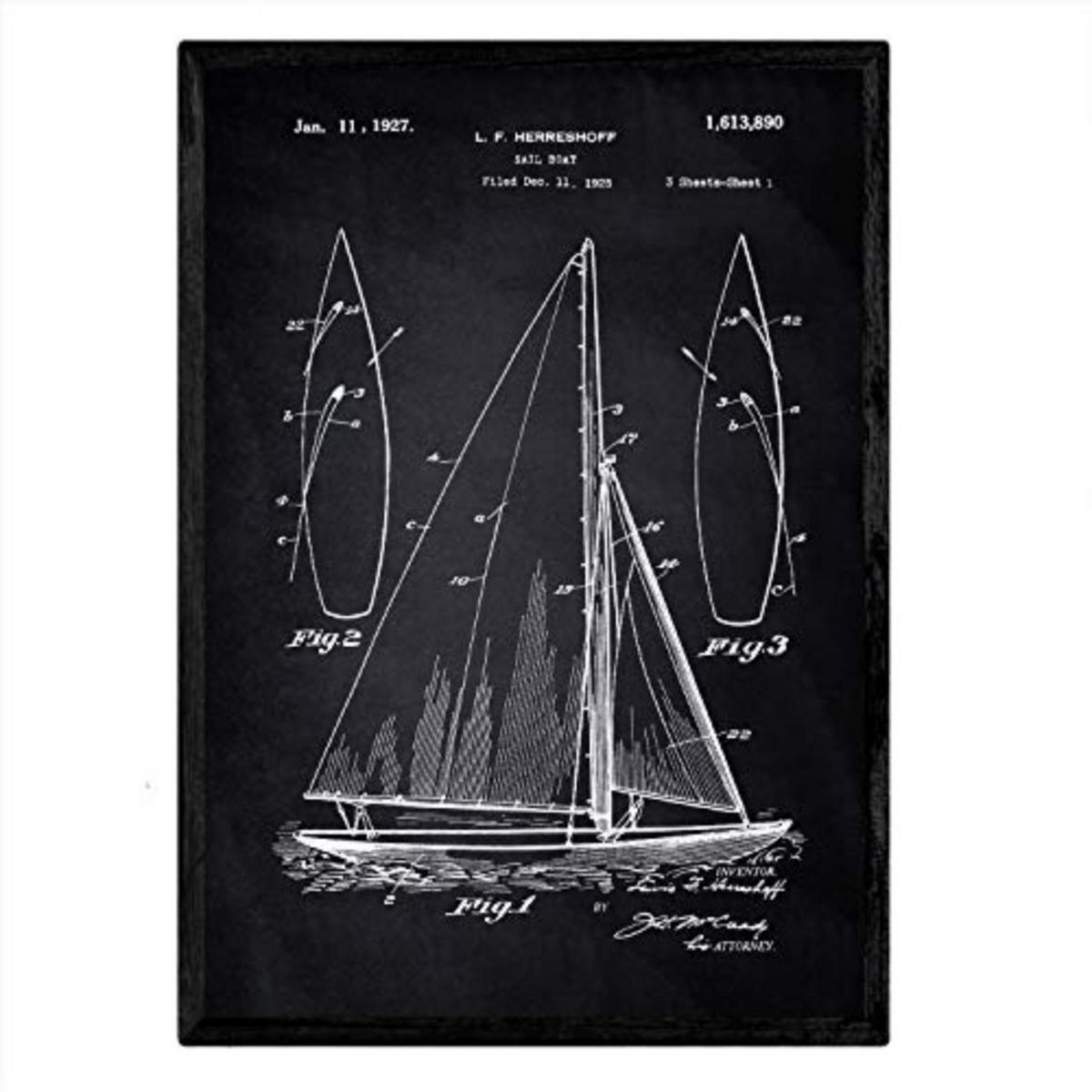 POSTER Segelschiff Patent A3 Rahmenlos - Klar, Papier (29.7/5/42cm) - Nacnic