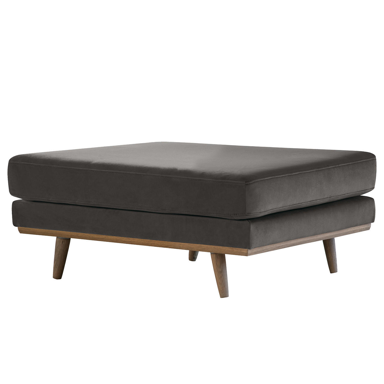 POLSTERHOCKER - Eichefarben/Dunkelgrau, Eichenholz/Textil (85/43/60cm) - home24