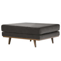 POLSTERHOCKER - Eichefarben/Dunkelgrau, Eichenholz/Textil (85/43/60cm) - home24