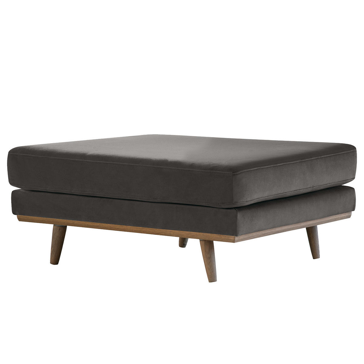 POLSTERHOCKER - Eichefarben/Dunkelgrau, Eichenholz/Textil (85/43/60cm) - home24