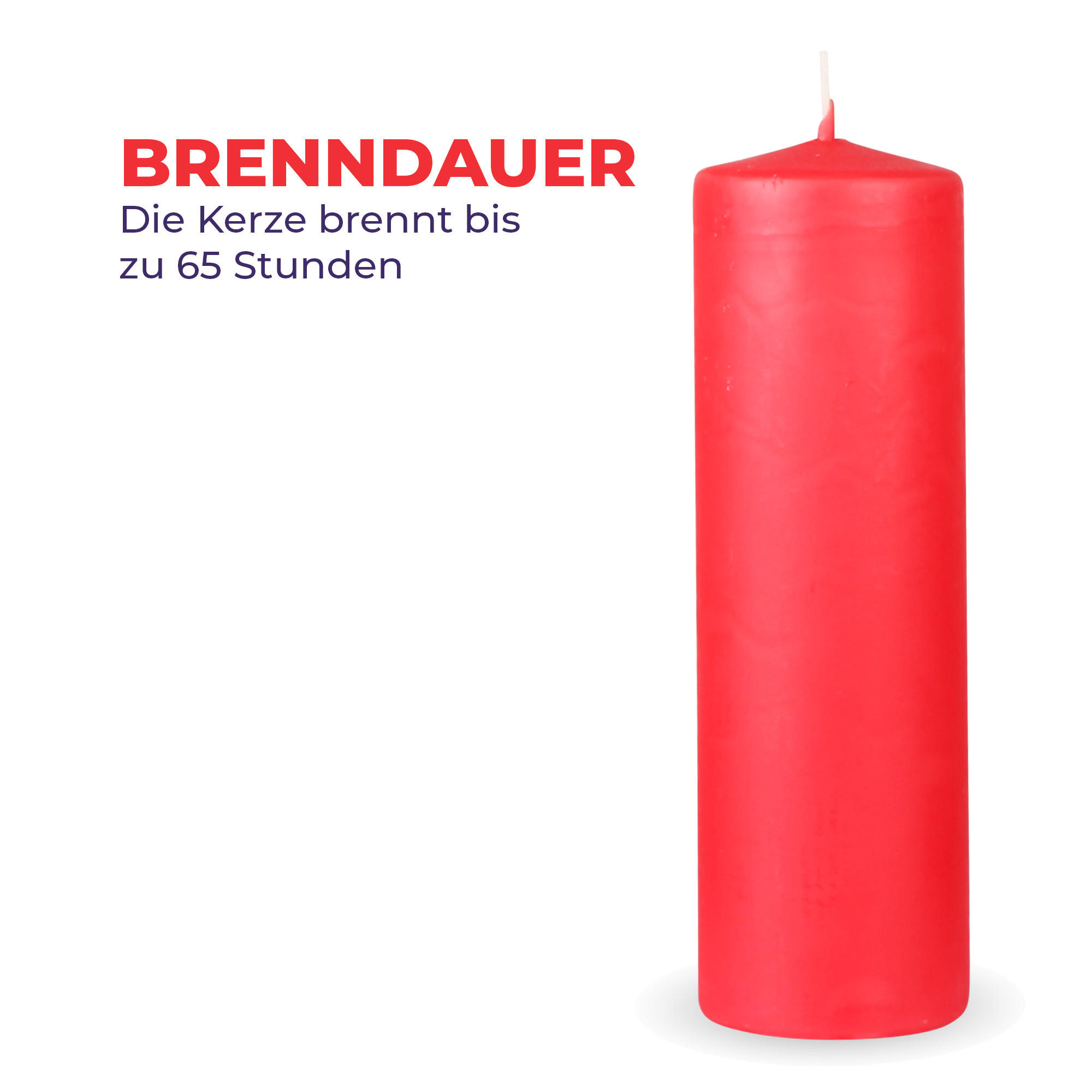 STUMPENKERZEN "Rot", Größe Ø7cm x Höhe: 20 cm - Rot, Naturmaterialien (7/20cm) - HS Candle