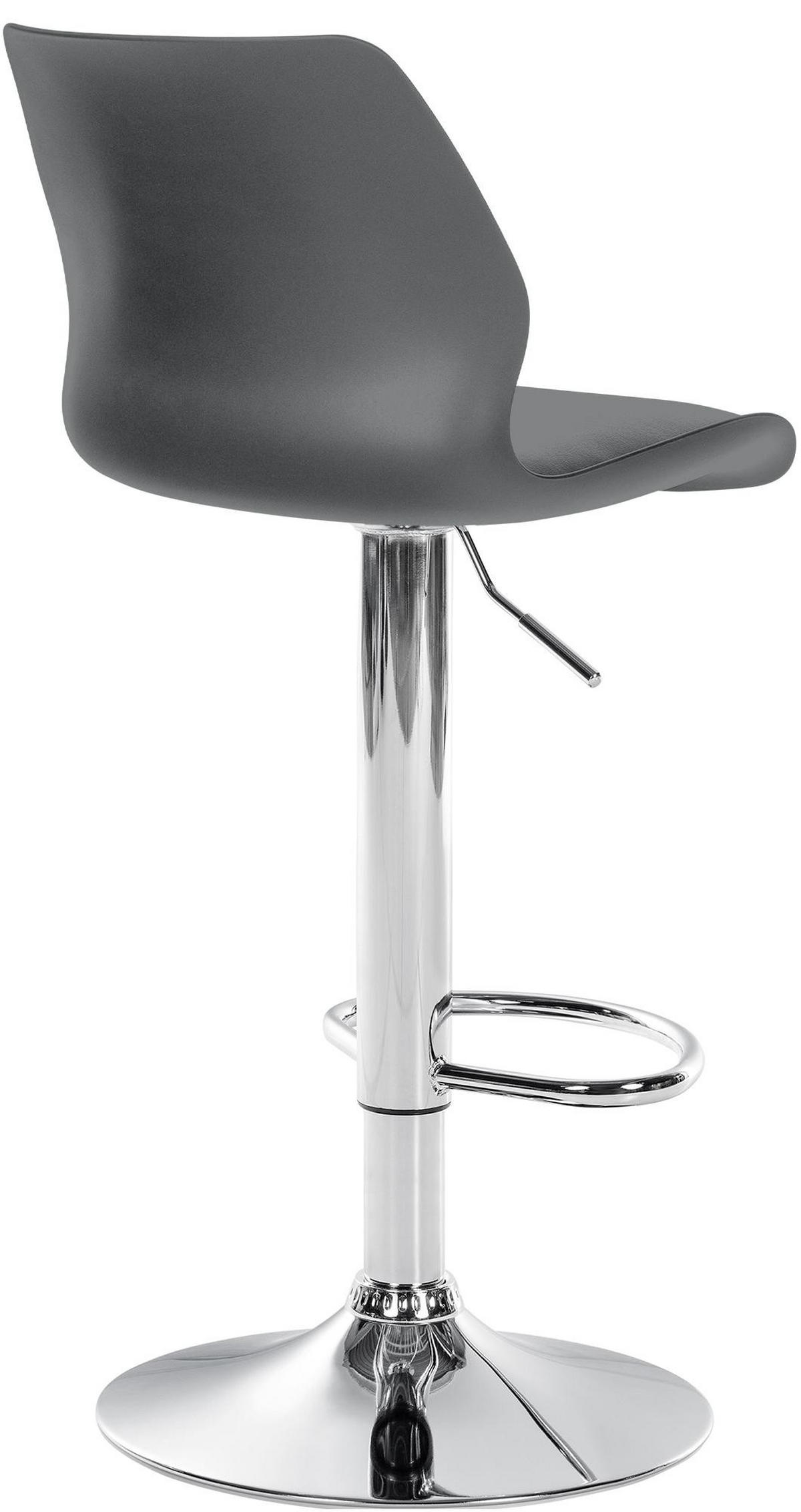 BARHOCKER 2er Set Kunststoff grau - Chromfarben/Grau, Kunststoff/Textil (39/82/42cm) - CLP