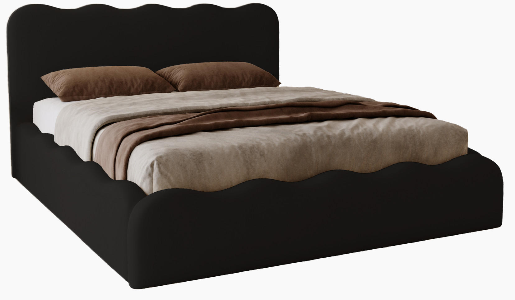 POLSTERBETT 160x200 Wave, Bettkasten, Samtstoff, Schwarz - Schwarz, Holz/Textil (160/200cm) - Emporius