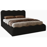 POLSTERBETT 160x200 Wave, Bettkasten, Samtstoff, Schwarz - Schwarz, Holz/Textil (160/200cm) - Emporius