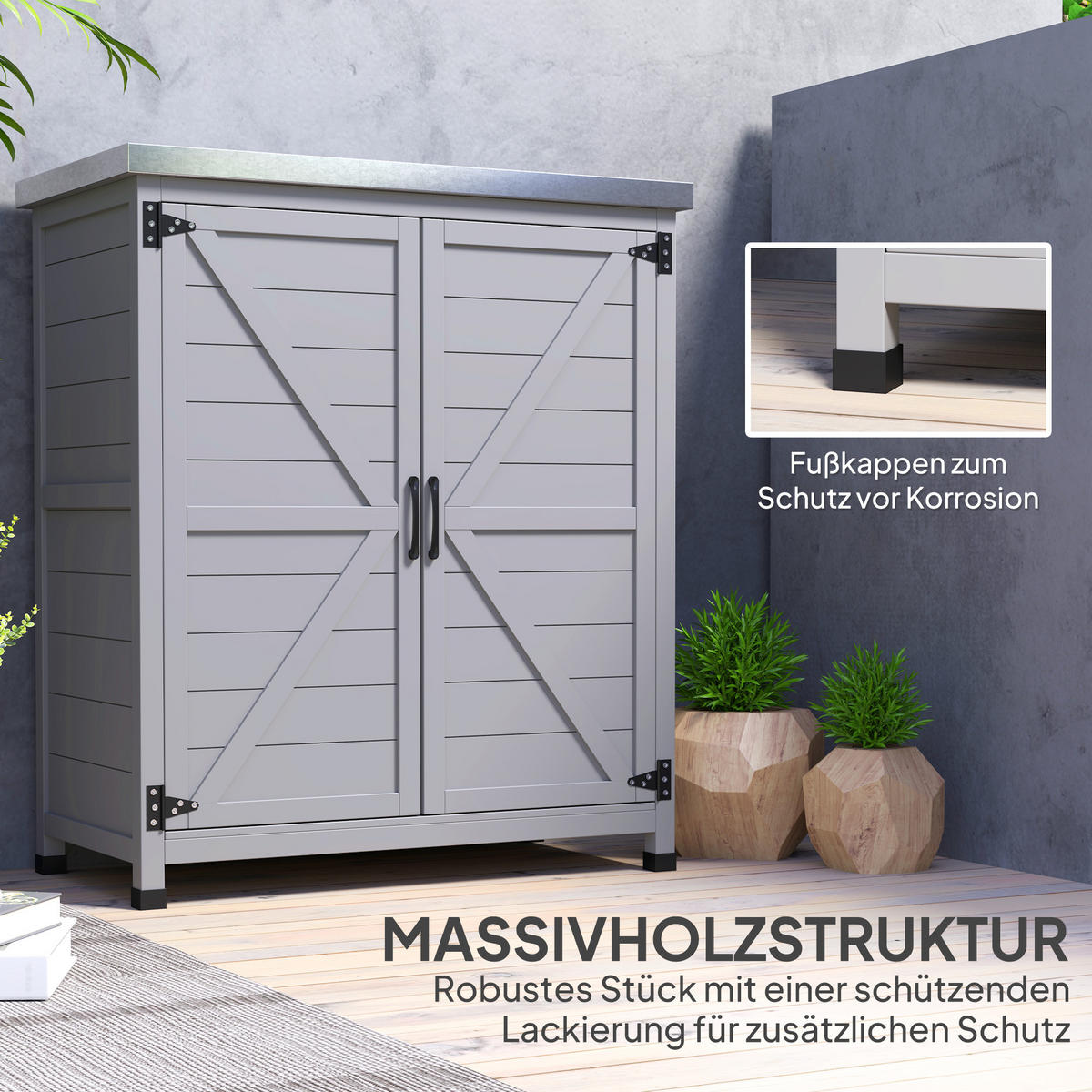 GARTENSCHRANK Holz Grau - Grau, Holz (43/92/79cm) - Outsunny