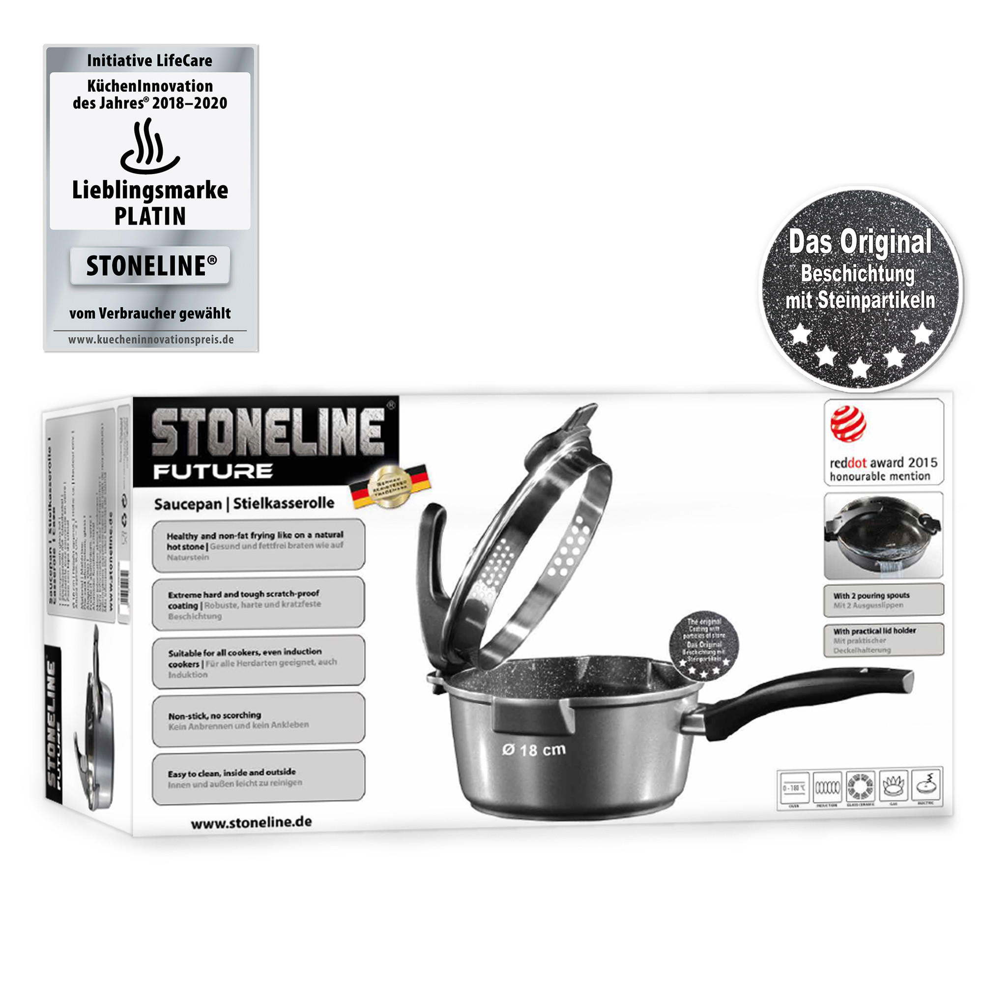 STIELKASSEROLLE - Grau, Metall (18cm) - Stoneline