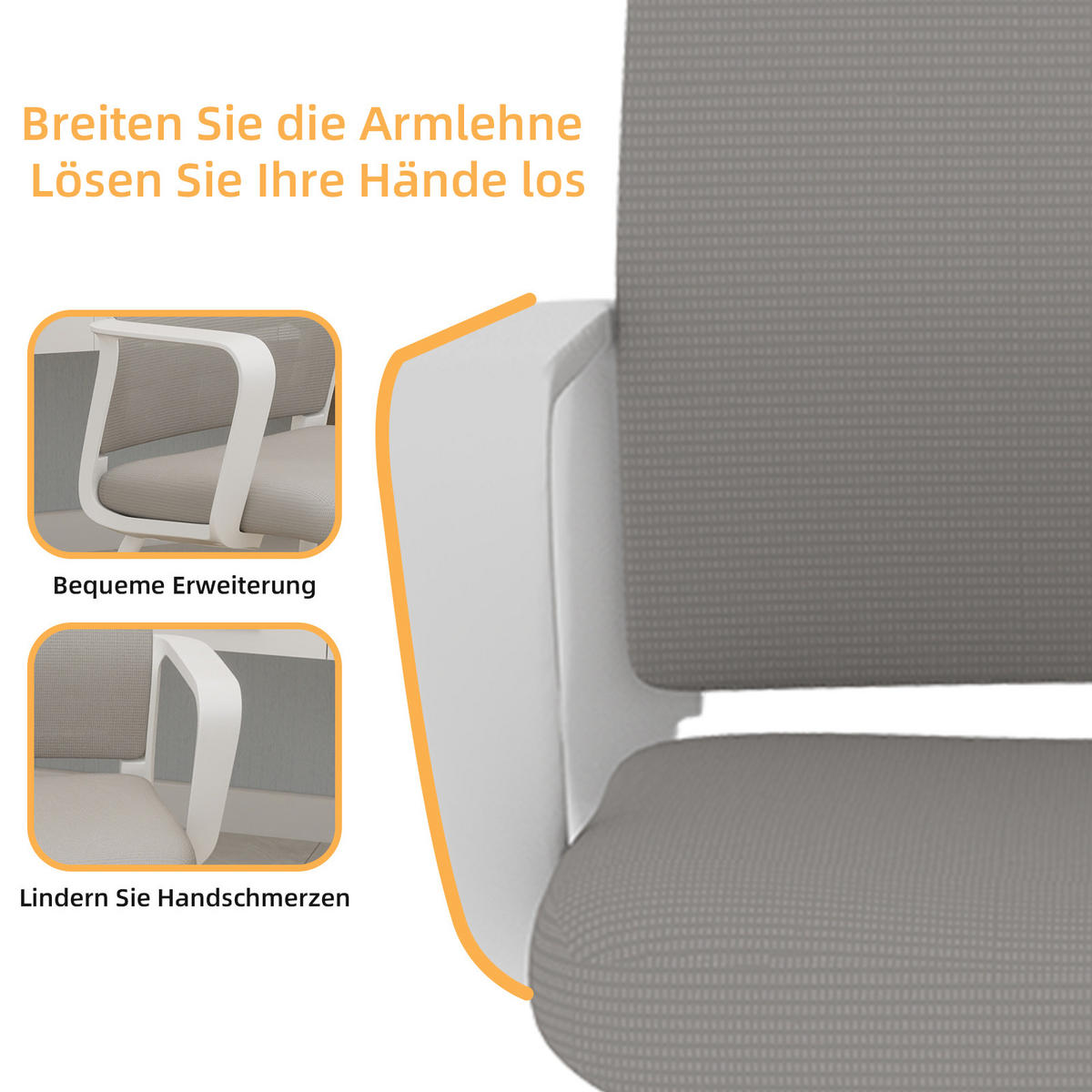 BÜROSTUHL Netz Grau & Weiß - Weiß/Grau, Textil/Metall (59/90/55cm) - WISHDOR