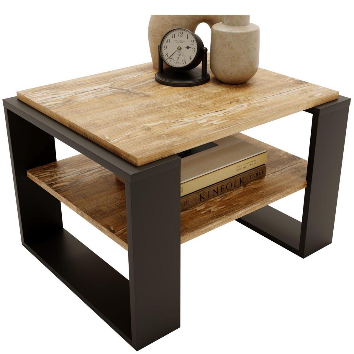 COUCHTISCH Holzwerkstoff rechteckig stabil Kiefer Milford 44/54/63cm - Kiefer Milford/Schwarz, Holzwerkstoff (54/63/44cm) - CraftPAK