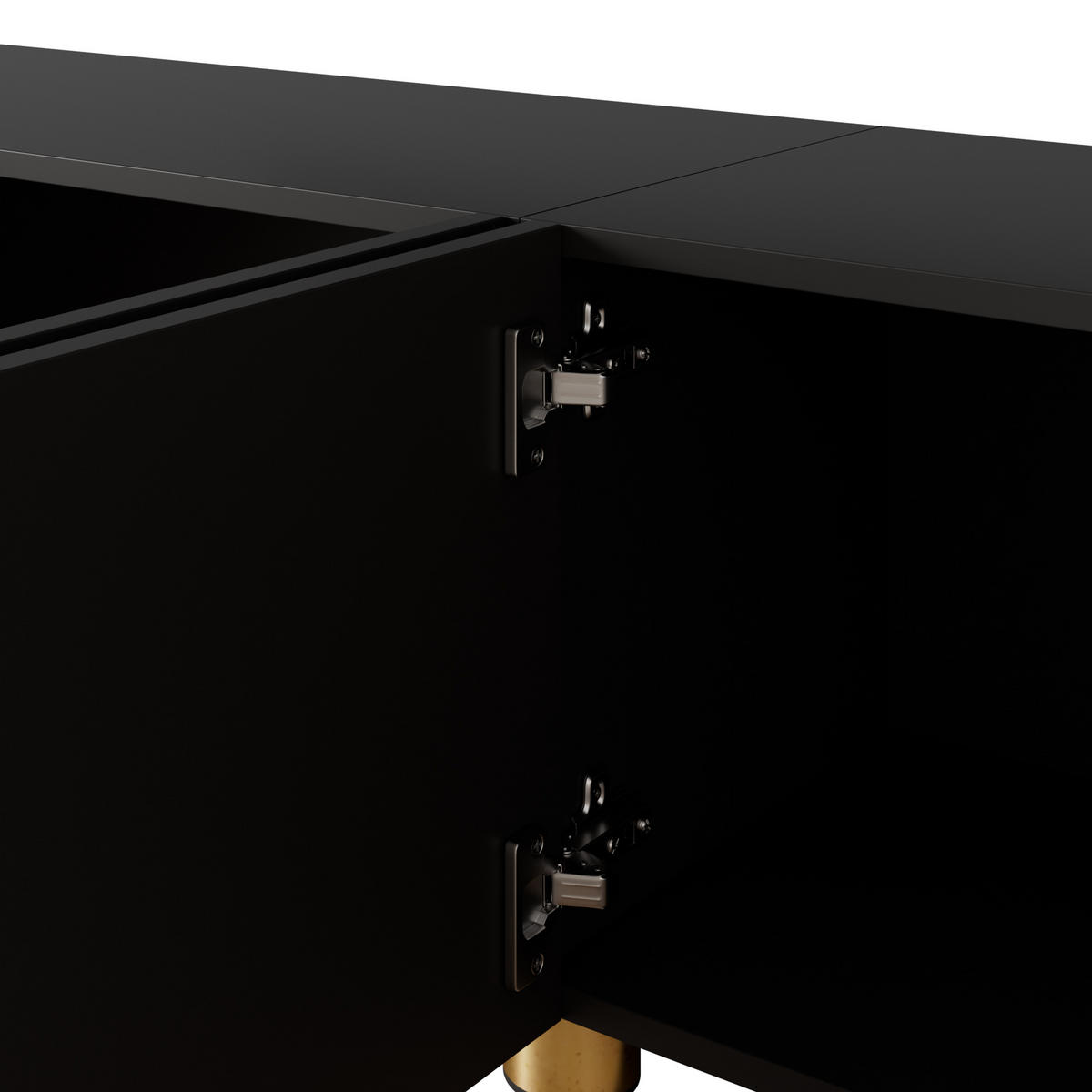 LOWBOARD in Schwarz TV-Schrank mit Metallfüße, 180 L/35 B/40H(cm), für Wohnzimmer - Schwarz, Holzwerkstoff/Metall (180/40/35cm) - STILVORA