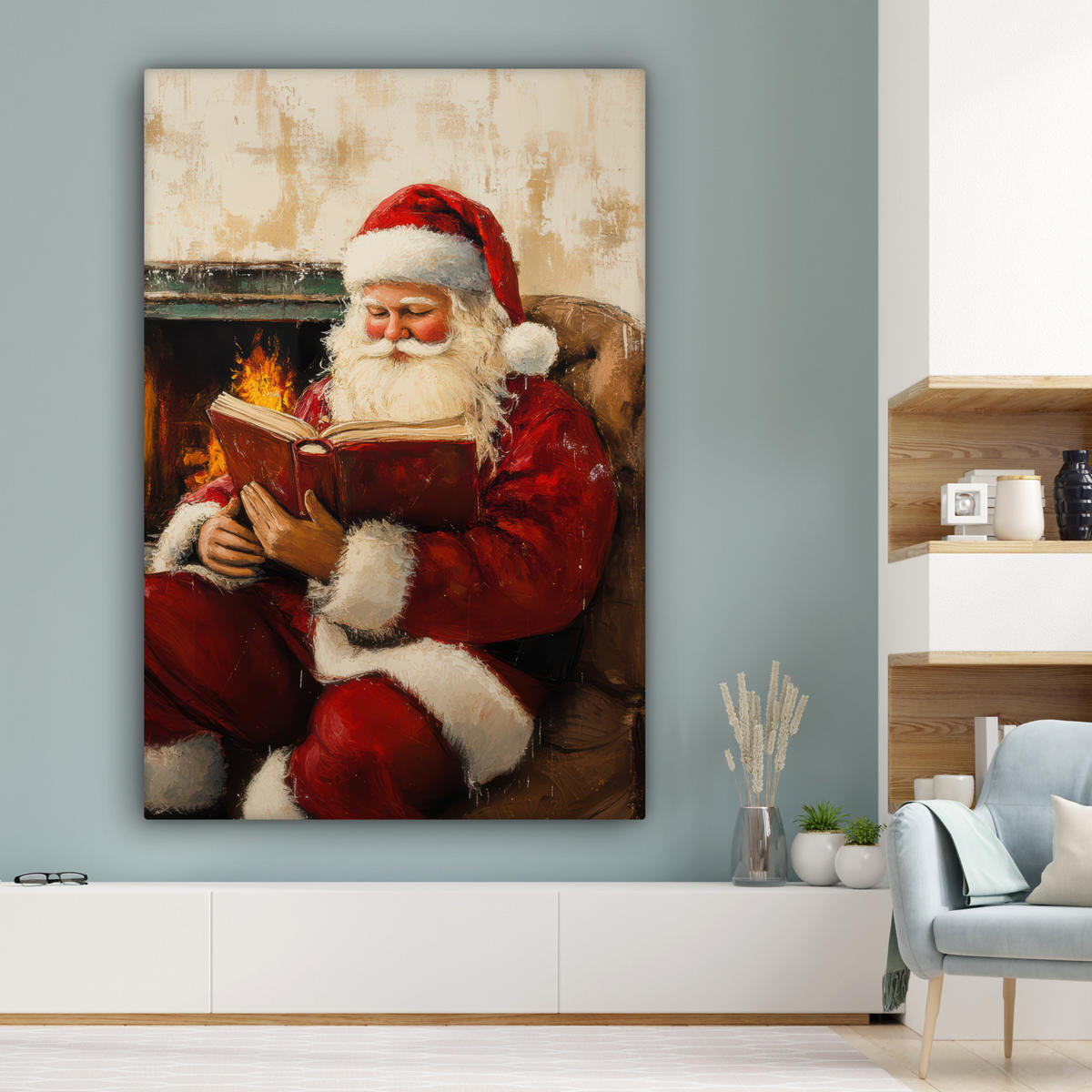 SLIKA NA PLATNU Božič 90x140 cm - temno rdeča, tekstil (90/140cm) - MuchoWow