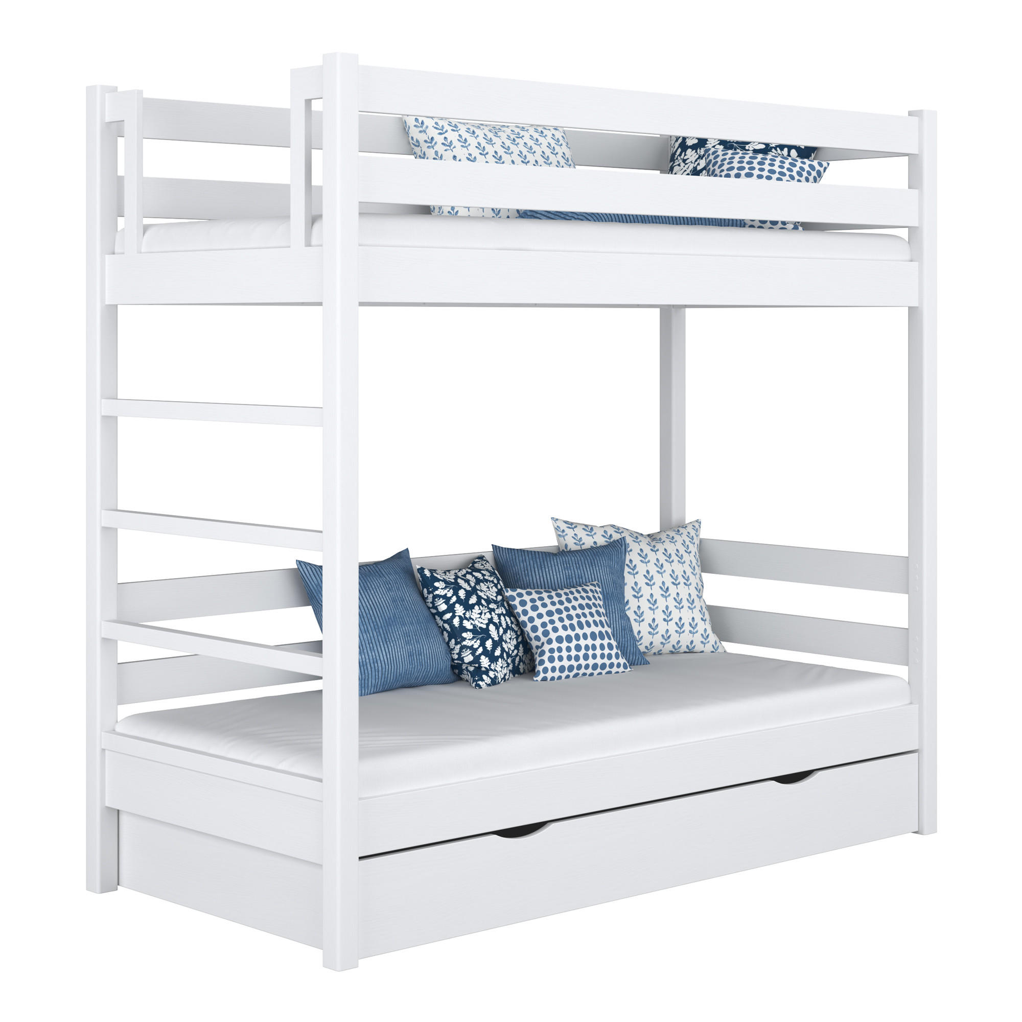 ETAGENBETT N03 mit Schublade Weiß 90/190 - Weiß, Naturmaterialien/Holz (90/190cm) - N-Wood