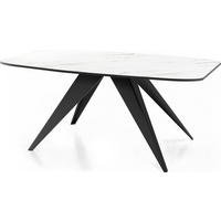 ESSTISCH Foster rechteckig ausziehbar, Marmor Weiß 180-218/90/76 cm - Ecru/Schwarz, Holzwerkstoff/Metall (90/220/76cm) - WFL GROUP