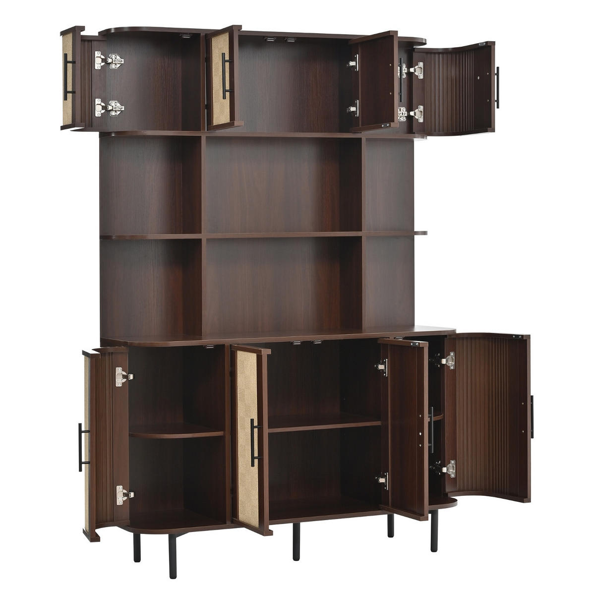 KÜCHENSCHRANK, Sideboard 8 Türen, 120/180/20 cm, MDF, SCHMALES DESIGN, für Wohnzimmer und Flur - Walnussfarben, Holzwerkstoff (20/180/120cm) - Rolipo