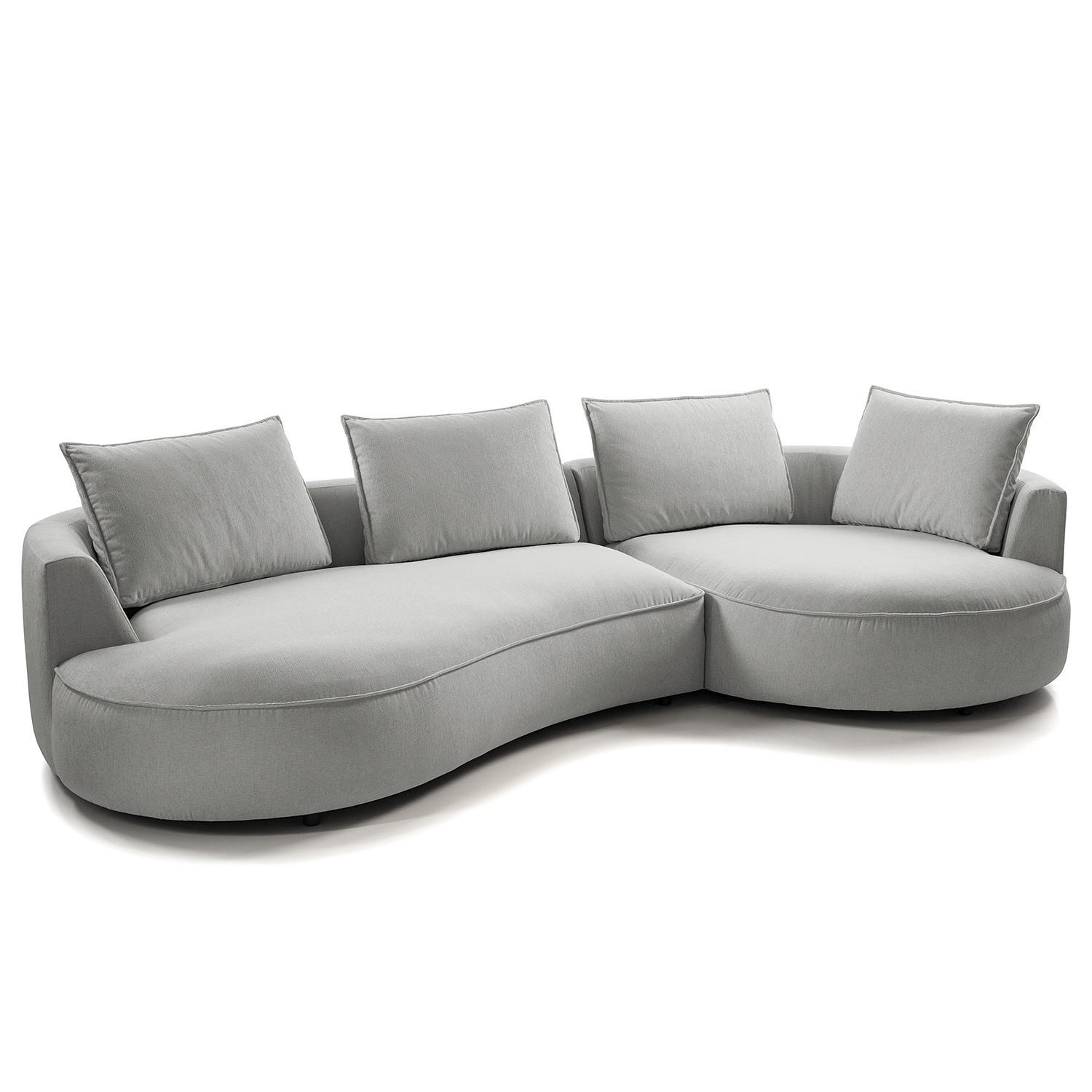 BIGSOFA - Hellgrau, Kunststoff/Textil (322/82/154cm) - home24
