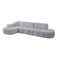 ECKSOFA Ottomane Links LIVO-L2 - 337x173x79,5 cm Hellgrau - Grau, Holzwerkstoff/Textil (337/173cm) - ALTDECOR