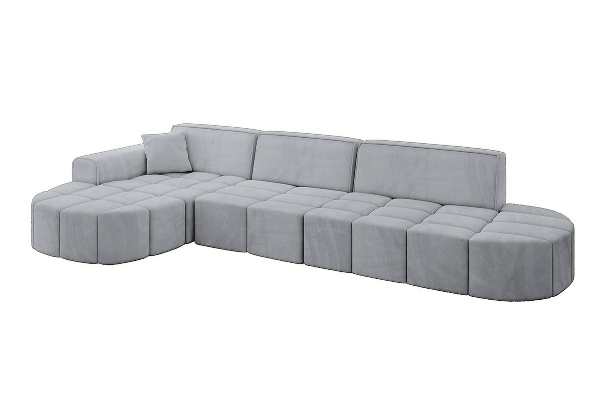 ECKSOFA Ottomane Links LIVO-L2 - 337x173x79,5 cm Hellgrau - Grau, Holzwerkstoff/Textil (337/173cm) - ALTDECOR