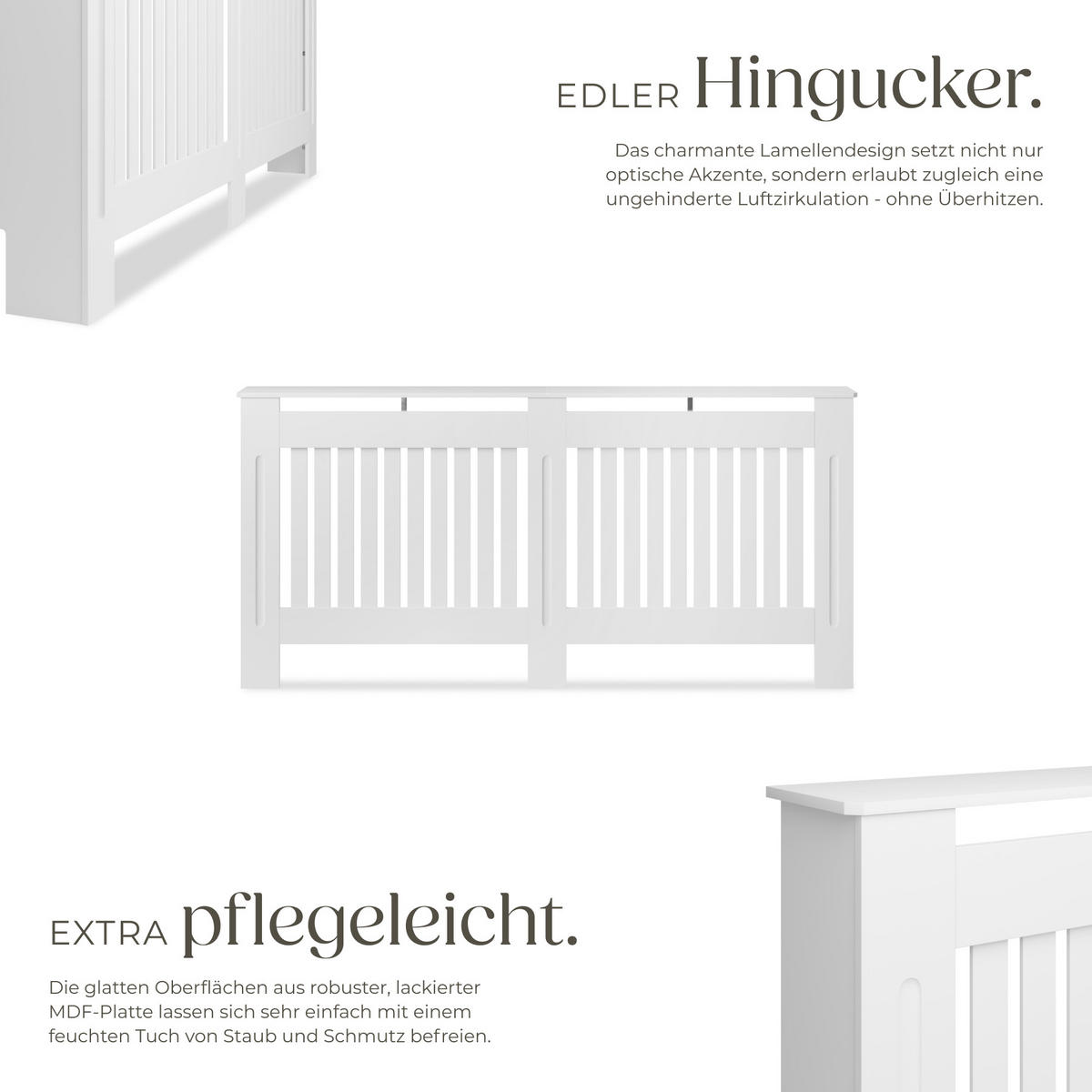 HEIZKÖRPERABDECKUNG Vila,optimale Luftzirkulation,weiß - Weiß, Holz (19/172/82cm) - tectake