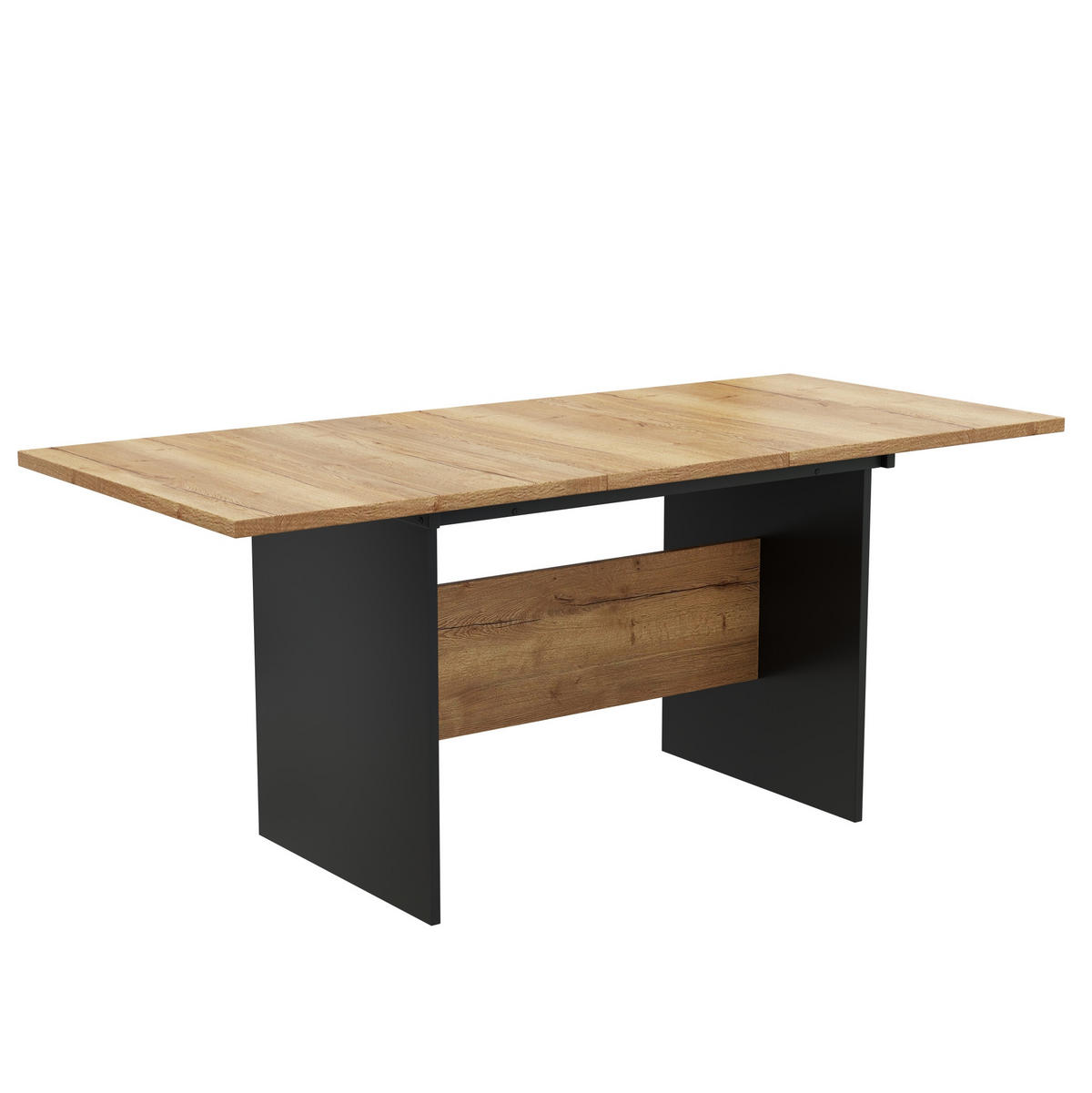 AUSZIEHTISCH in Dunkelwalnuss-Schwarz ausziehbar für 4–6 Personen - Schwarz, Holzwerkstoff (180/75/80cm) - BEAOK