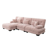 ECKSOFA Chenille Pink mit Ottomane - Rosa, Textil (313/145cm) - WISHDOR