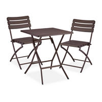BALKONMÖBEL-SET 3-tlg. - Braun, Kunststoff/Metall - Relaxdays