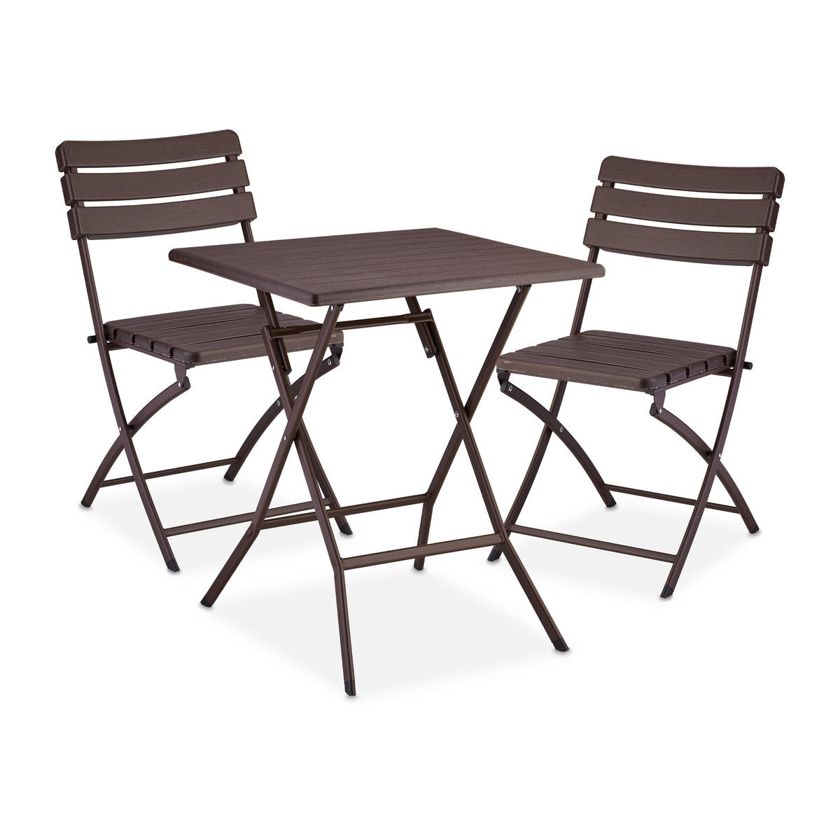 BALKONMÖBEL-SET 3-tlg. - Braun, Kunststoff/Metall - Relaxdays