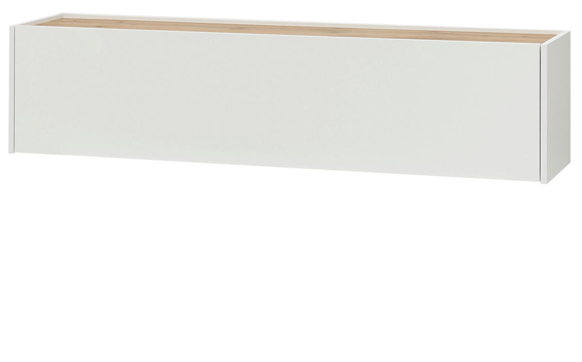 TV-LOWBOARD weiß, Eiche Wotan 150 cm, TV-Unterteil hängend - Eiche Wotan/Weiß, Holz/Holzwerkstoff (150/35/30cm) - Furn.Design