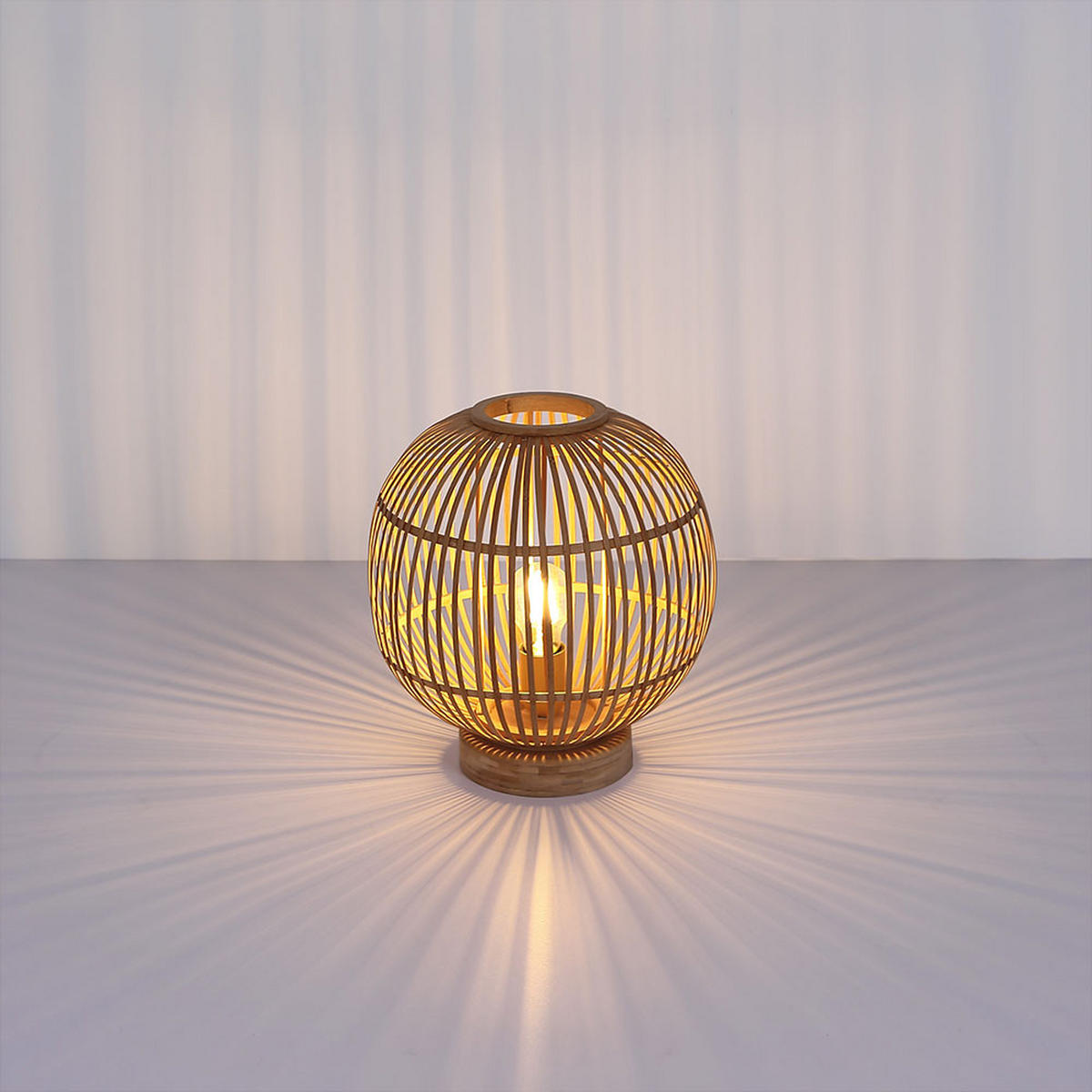 TISCHLEUCHTE Holz Bambus Geflecht Braun - Braun, Holz (30/30/33.5cm)