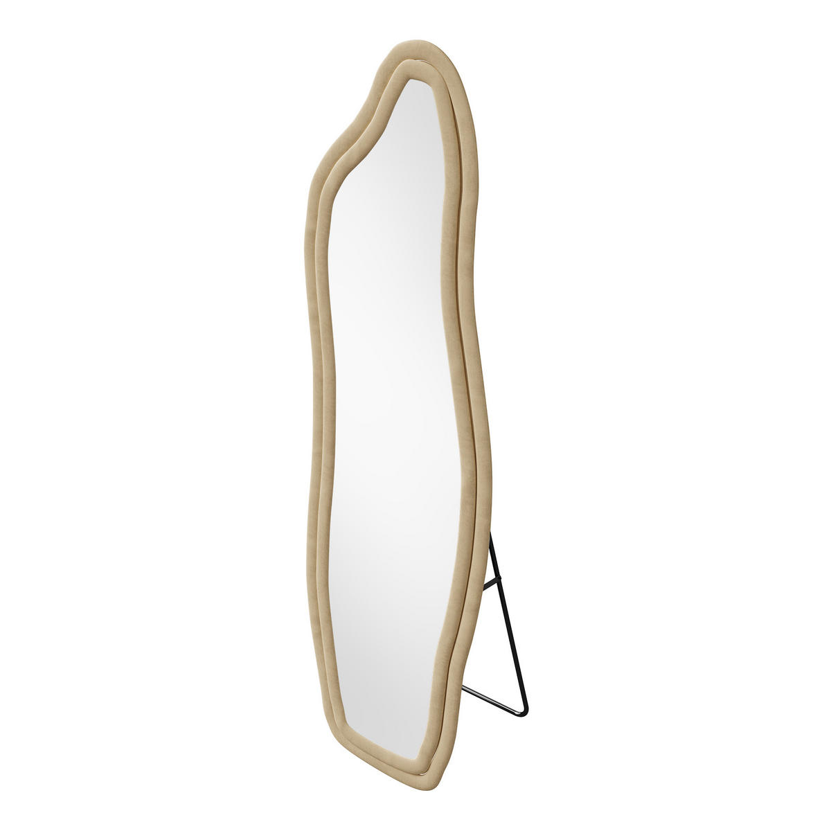 STANDSPIEGEL Ganzkörperspiegel,160 x 50 cm Spiegel in unregelmäßiger Form, Delfin-Spiegel, Samtrahmen, gelb - Gelb, Glas (50/160/3cm) - WoodenAura