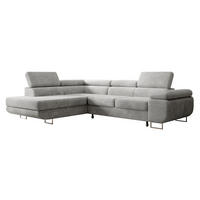 ECKSOFA Stevil Hellgrau Cordbezug - Silberfarben/Hellgrau, Textil/Metall (275/203cm) - Selsey