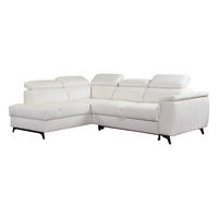 ECKSOFA VOLA Weiß Velours-Stoff mit Schlaffunktion - Weiß, Holz (270/199cm) - MASSENO