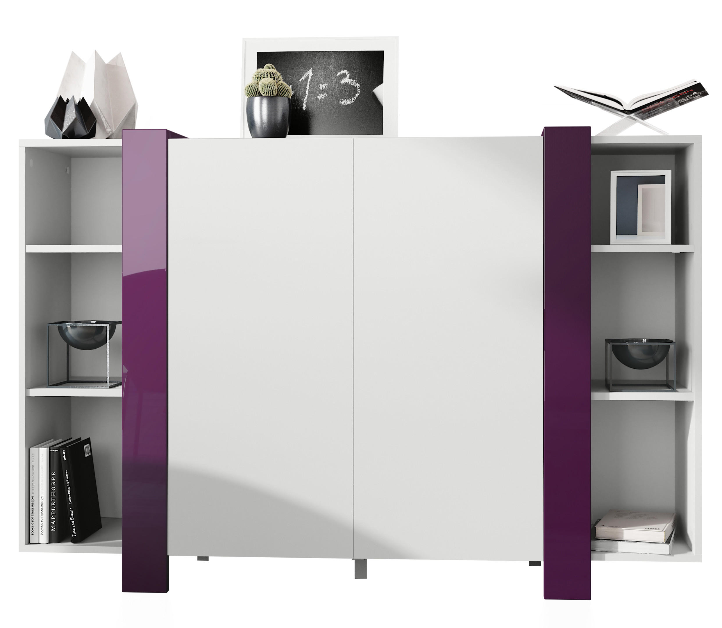 HIGHBOARD Ida Blenden in Brombeer Hochglanz - Brombeere, Holzwerkstoff (149/101/34cm) - Vladon